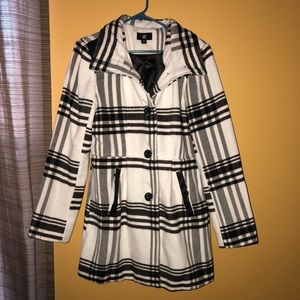 Black and white peacoat